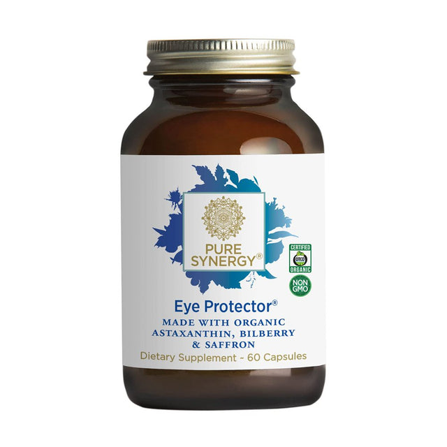 PURE SYNERGY Eye Protector | 60 Capsules | Made with Organic Ingredients | Non-Gmo | Vegan | Eye Vitamins for Eye Health with Natural Lutein, Zeaxanthin, and Astaxanthin