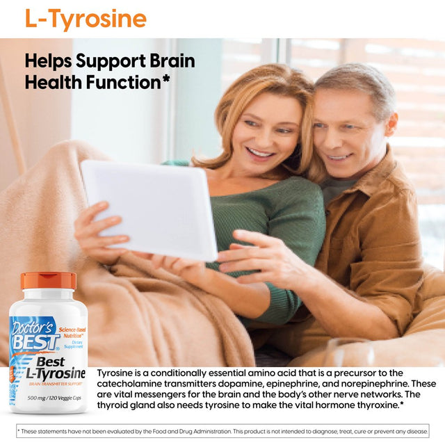 Doctor'S Best L-Tyrosine, Non-Gmo, Gluten Free, 120 Veggie Caps