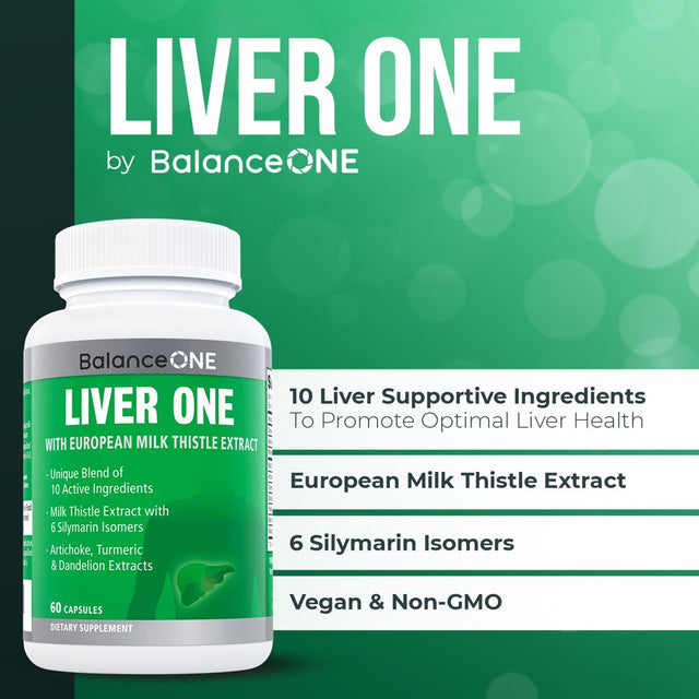 Liver One by Balance One Supplements - 10 Antioxidant Ingredients for Natural Liver Support - Milk Thistle, Molybdenum, Dandelion, Artichoke - Vegan, Non-Gmo - 30 Day Supply