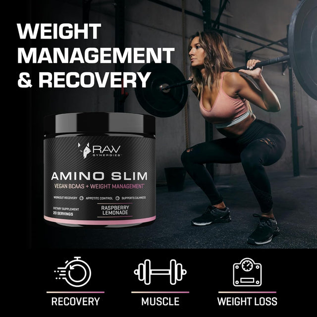 Amino Slim - Slimming BCAA Weight Loss Drink for Women, Vegan Amino Acids & L-Glutamine Powder for Post Workout Recovery & Fat Burning | Daily Appetite Suppressant, Metabolism Booster & Stress Relief