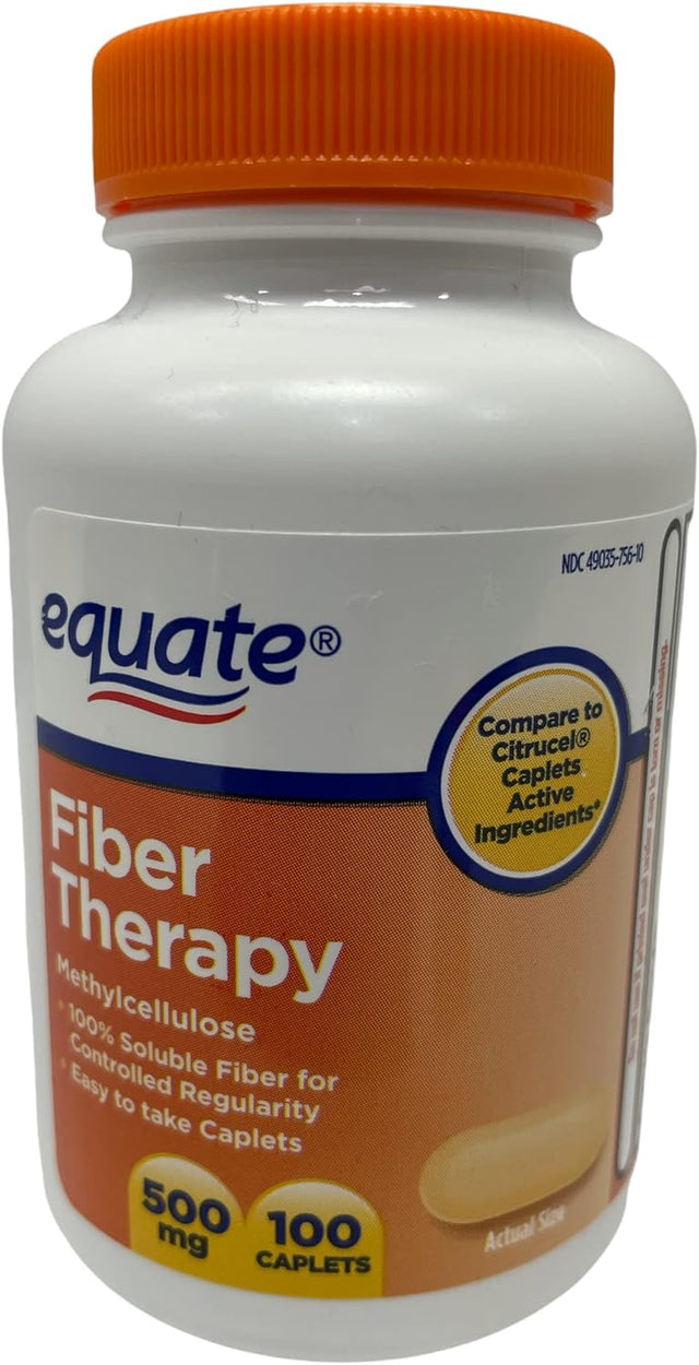 Thisnthat Fiber Therapy for Regularity Fiber Supplement Bundle: (2) 100 Count Equate Fiber 500Mg Caplets Bottles & Thisnthat Recipe Card