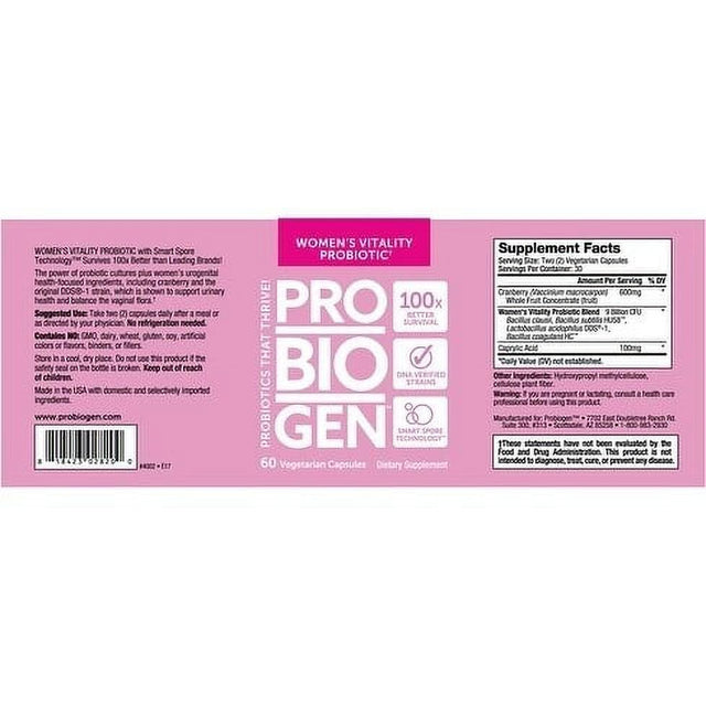 Probiogen Women S Daily Vitality with Smart Spore Technology Probiotics 60 Capsules