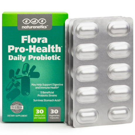 Probiotics for Women & Men on the Go – Naturenetics Flora Pro-Health: High Strength Probiotic Supplement – 30 Billion CFU per Capsule – Dairy & Gluten Free – Vegan – with Acidophilus 30-Day Supply