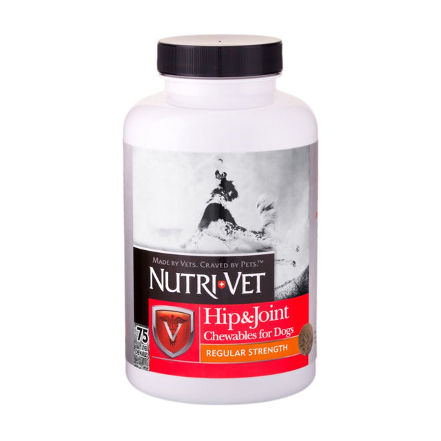 Nutri-Vet Hip and Joint Chewables for Dogs, Regular Strength, 75 Count