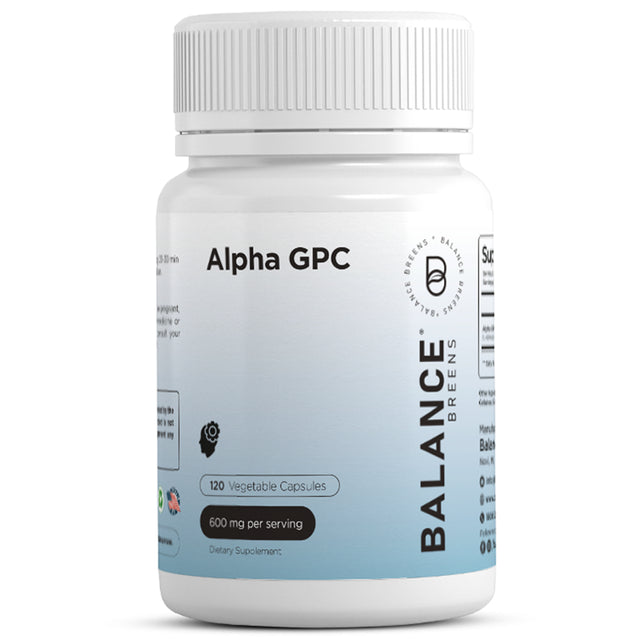 Balance Breens Alpha GPC Supplement 600Mg - 120 Vegan Capsules - Cognitive Support - Gluten Free and Non-Gmo