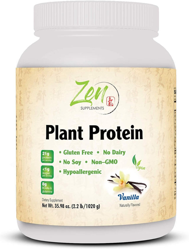 Plant Protein-Vanilla 1020G 2.2Lb-Powder - 25 Grams of Protein per Serving -Vegan, Low Net Carbs, Non Dairy, Gluten Free, Lactose Free, No Sugar Added, Soy Free, Kosher, Non-Gmo