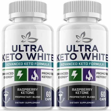 (2 Pack) Ultra Keto White - Supplement for Weight Loss - Energy & Focus Boosting Dietary Supplements for Weight Management & Metabolism - Advanced Fat Burn Raspberry Ketones Pills - 120 Capsules