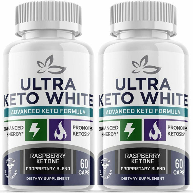 (2 Pack) Ultra Keto White - Supplement for Weight Loss - Energy & Focus Boosting Dietary Supplements for Weight Management & Metabolism - Advanced Fat Burn Raspberry Ketones Pills - 120 Capsules