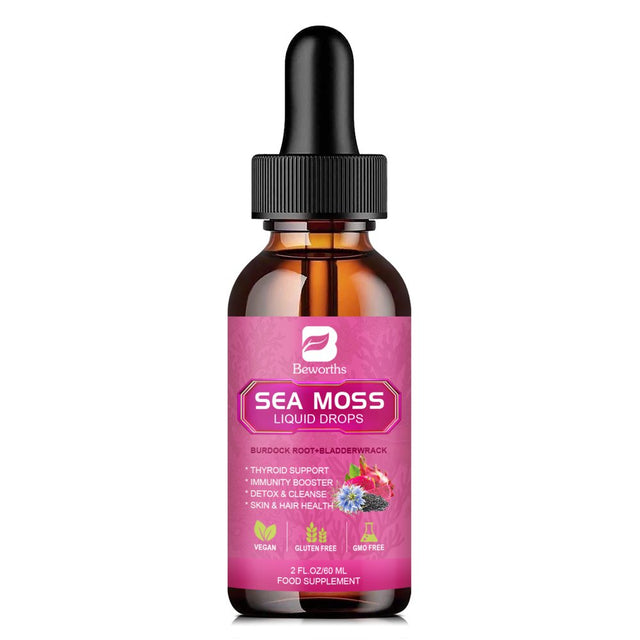 Beworths 3000Mg Irish Sea Moss Liquid Drops,With Bladderwrack and Burdock Root,For Immunity Booster, Joint & Thyroid - 2.03Oz