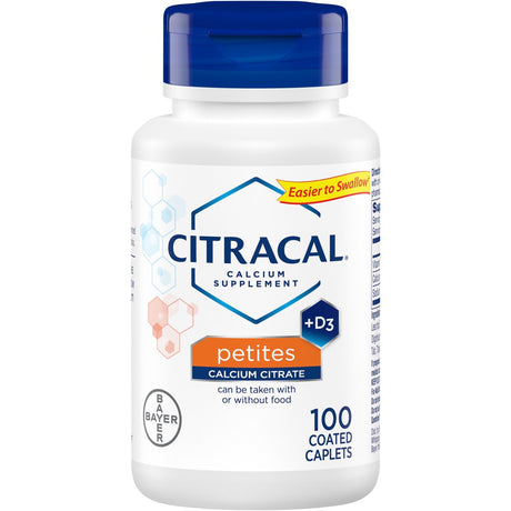 Citracal Petites Calcium Citrate with Vitamin D3, Caplets, 100 Count