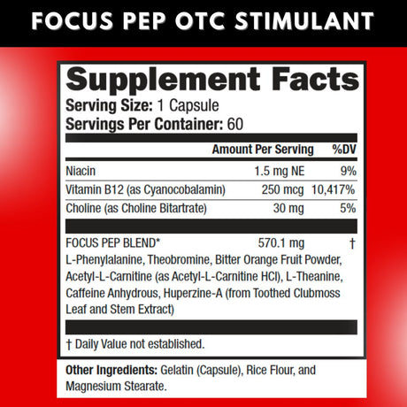 Focus Pep 2 Pack- over the Counter Stimulants to Speed up Naturally: Study Alternative and Best Legal Energy Supplements for Nootropic Brain Boosting 120 Pills