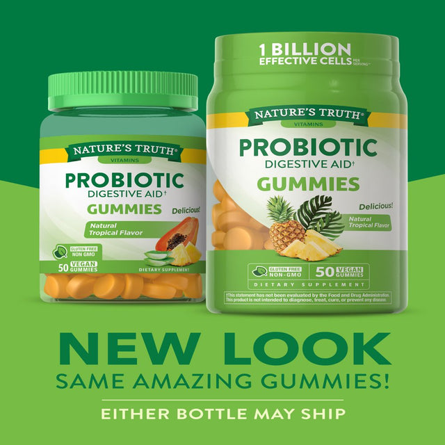 Probiotic Gummies | 50 Count | Vegan, Non-Gmo & Gluten Free Digestive Health Supplement | by Nature'S Truth