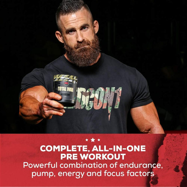 REDCON1 Total War Preworkout - Contains 320Mg of Caffeine from Green Tea, Juniper & Beta Alanine - Pre Work Out with Amino Acids to Increase Pump, Energy + Endurance (Sour Gummy Bear, 30 Servings)