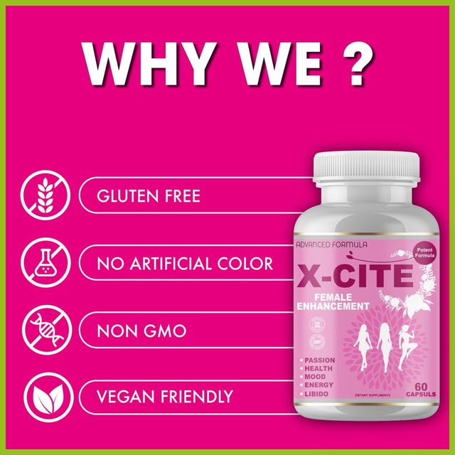 X-Cite Natural Female Health & Vitality Booster Supplement Pills - Powerful Enhancement of Energy, Hormone Balance Complex for Women with Maca Root by America'S Best Deals