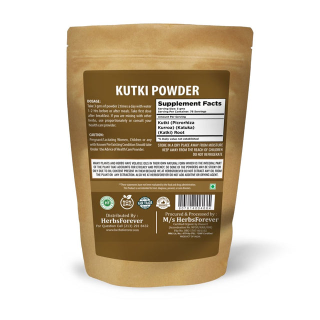 Herbsforever Kutki Powder – Picrorhiza Kurroa – Helps in Liver Health – Blood Purifier – Non GMO, Organic, Vegan – 230 GMS