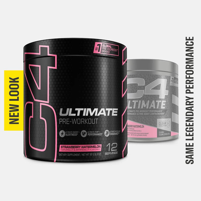 Cellucor C4 Ultimate Pre Workout Powder Strawberry Watermelon Sugar Free Preworkout Energy Supplement for Men & Women 300Mg Caffeine,3.2G Beta Alanine ,2 Patented Creatines 12 Servings