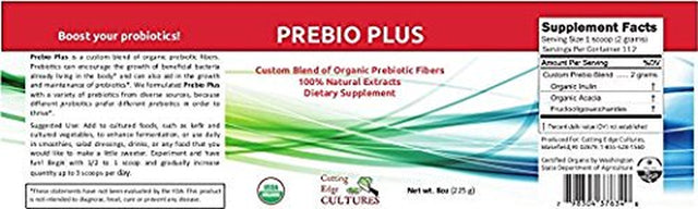 Cutting Edge Cultures Prebio plus Prebiotic Fiber Powder BEST Custom Blend of Organic Prebiotic Fibers Dietary Supplement 8 Oz (Prebio plus 8Oz + Vegetable Starter 4 Grams)