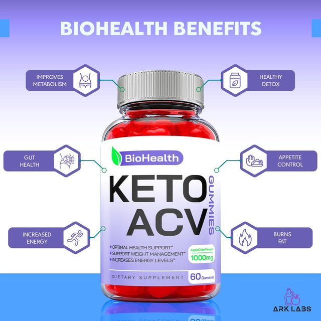 (1 Pack) Biohealth Keto ACV Gummies - Apple Cider Vinegar Supplement for Weight Loss - Energy & Focus Boosting Dietary Supplements for Weight Management & Metabolism - Fat Burn - 60 Gummies