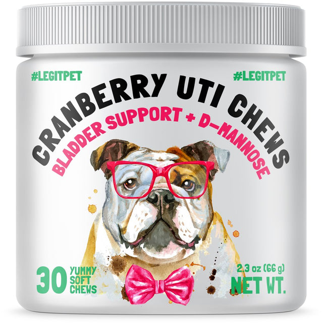 Cranberry UTI Chews for Dogs Bladder Suppot + D-Mannose Supports Kidney Urinary Tract and Bladder Health Natural Cranberry Wellness Supplement Immune System Booster Natural Pet Antioxidant 30 Chews