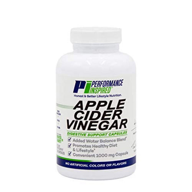 Performance Inspired Nutrition Apple Cider Vinegar Natural Capsules Supports Healthy Weight Loss - Blood Sugar & Immune System - Water Balance - Big- 180 Count