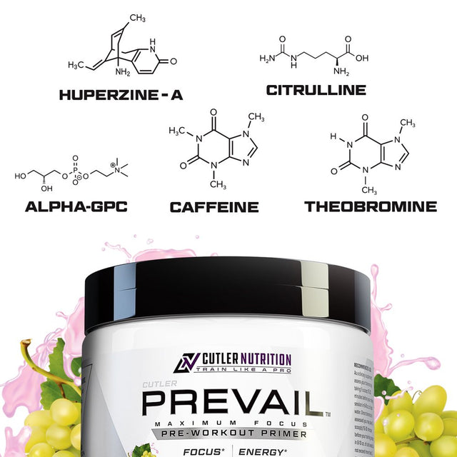 Prevail Preworkout for Energy Powder - Best Tasting Nootropic Pre Workout, Cotton Candy Grape, 40 Servings - Intense Focus Supplement with L-Citrulline, Alpha-Gpc & L-Tyrosine