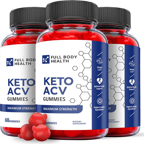 (3 Pack) Full Body Health Keto ACV Gummies - Supplement for Weight Loss - Energy & Focus Boosting Dietary Supplements for Weight Management & Metabolism - Fat Burn - 180 Gummies