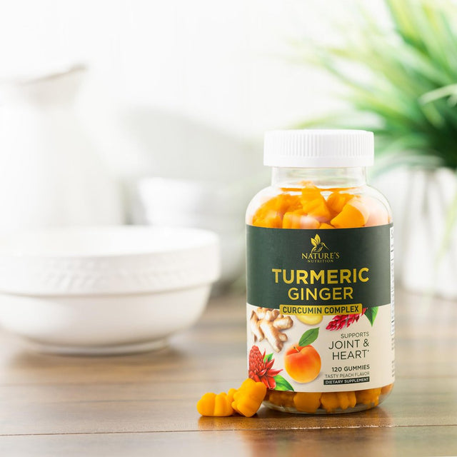 Turmeric Curcumin Gummies - Vegan Turmeric Ginger Gummy with 95% Curcuminoids, Black Pepper for Max Absorption, Joint Support Supplement, Nature'S Tumeric Extract, Ginger Flavor - 120 Gummies