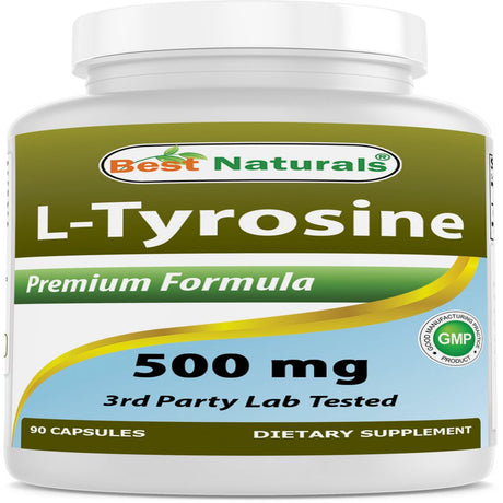 Best Naturals L-Tyrosine 500 Mg 90 Capsules I Helps Support Overall Brain Health | Stress Support and Supports Mental Alertness