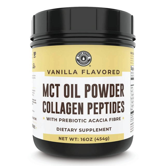 Left Coast Performance MCT Oil Keto Collagen Peptides Powder | Grass Fed Prebiotic Acacia Fibre, Vanilla, 16 Oz