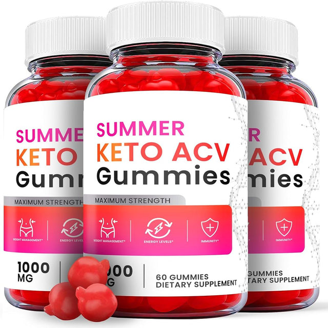 (3 Pack) Summer Keto ACV Gummies - Supplement for Weight Loss - Energy & Focus Boosting Dietary Supplements for Weight Management & Metabolism - Fat Burn - 180 Gummies