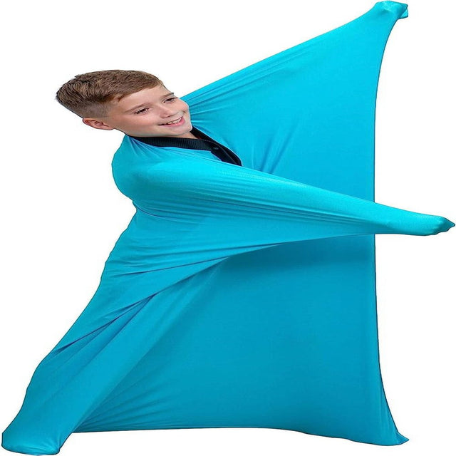 Special Supplies Blue Sensory Body Sock Full-Body Wrap to Relieve Stress, Stretchy, Breathable Cozy Sensory Sack for Boys, Girls, Safe, Comfortable, Calming Relief Cocoon (Medium 47"X27")