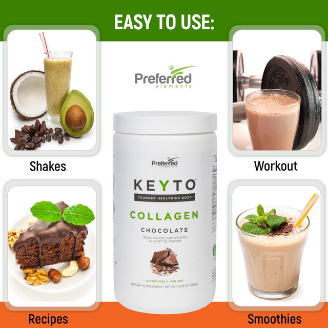 KEYTO Keto Collagen Protein Powder with MCT Oil Powder – Perfect for Low-Carb Diet Chocolate 12.91OZ