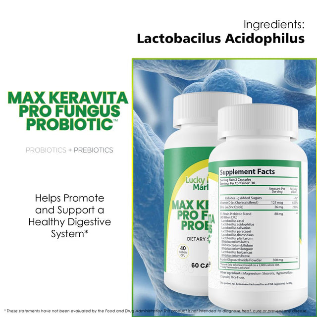 Max Keravita Pro Fungus Probiotic - Immune Support and Digestive Support for Foot and Nail Fungus - Probiotic Fungus Inhibitor - Help Clear Toenail and Foot Fungus from the inside Out - 60 Count