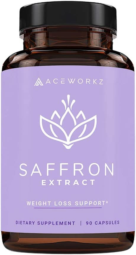 ACEWORKZ 100% Pure Saffron Extract - Appetite Suppressant for Weight Loss - Metabolism Booster - Diet Pills for Women & Men (90 Capsules)