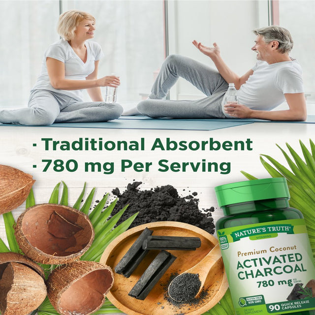 Activated Charcoal Capsules 780Mg | 90 Count | Non-Gmo, Gluten Free Pills | by Nature'S Truth