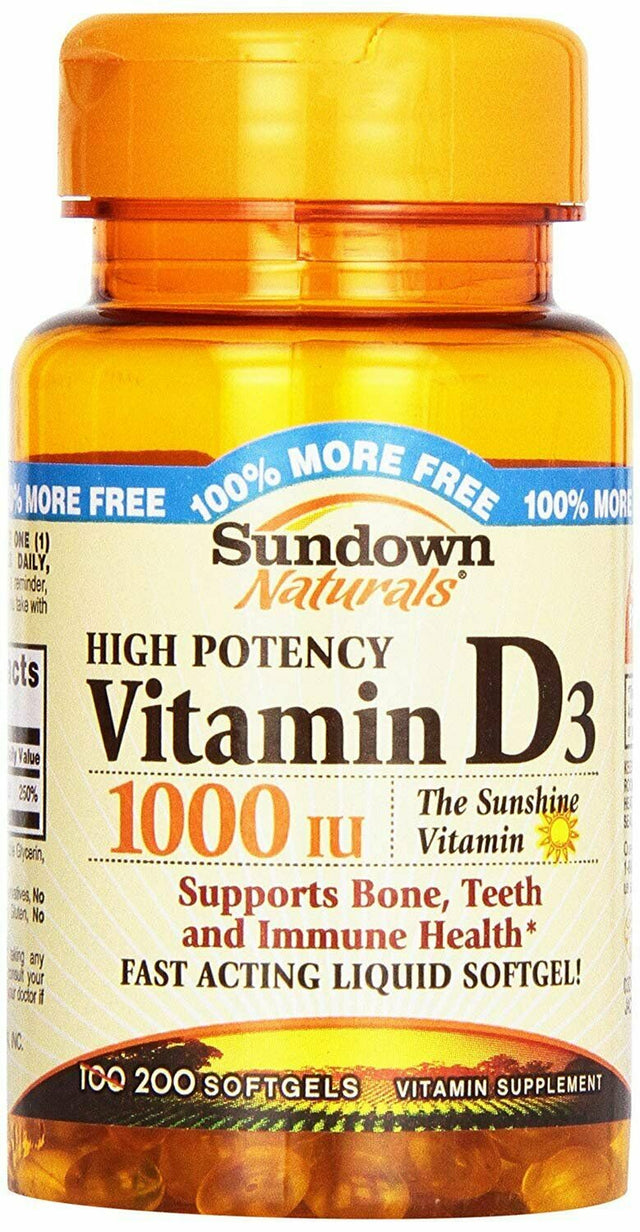 Sundown Naturals High Potency Fast Acting Liquid Vitamin D3, 200Ct, 2-Pack