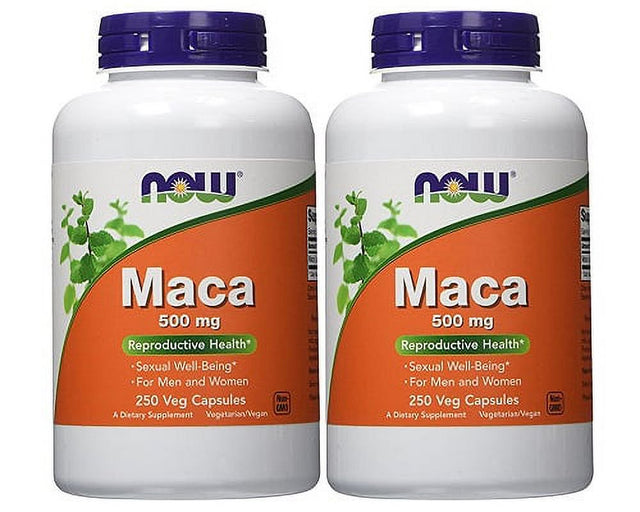 NOW Maca 500 Mg 250 Veg Capsules Fresh Made in USA, White