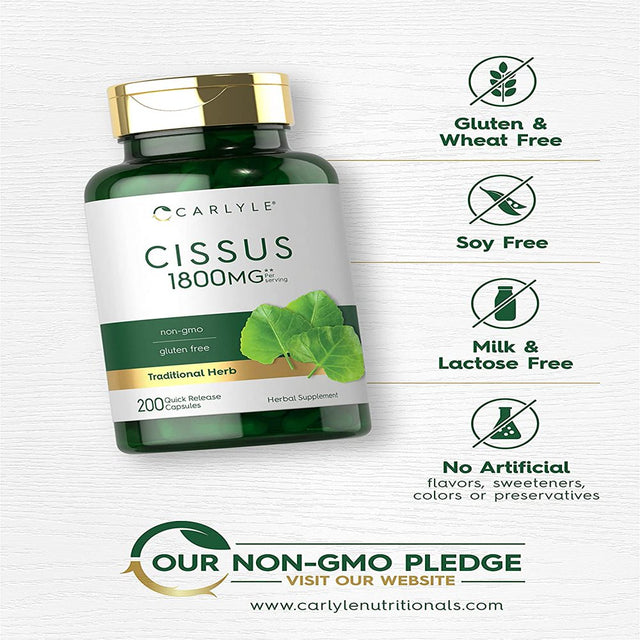 Cissus Quadrangularis Extract | 1800Mg | 200 Capsules | by Carlyle