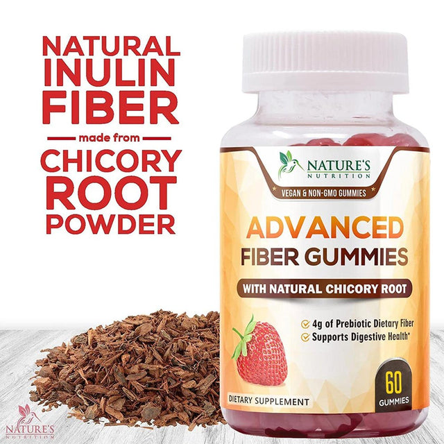 Nature'S Fiber Gummies 4G, Daily Prebiotic Gummy Fiber Supplement, Digestive Health Support - Supports Regularity & Digestion for Adults, Plant Based Soluble Fiber, Non-Gmo - 60 Gummies