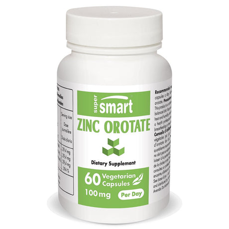 Supersmart - Zinc Orotate 100 Mg per Day - Essential Minerals Salt Supplement - Immune Support - Skin Health | Non-Gmo & Gluten Free - 60 Vegetarian Capsules