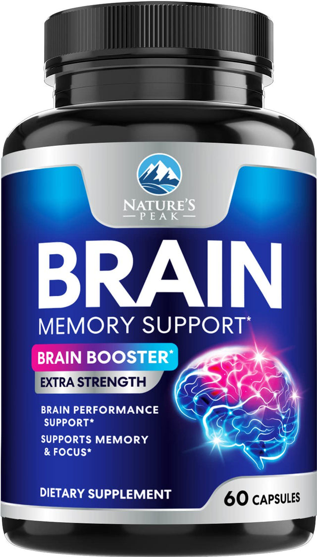 Brain Supplement for Memory and Focus, Nootropic Support for Concentration, Energy, and Brain Health with Bacopa, B Vitamins, Phosphatidylserine, DMAE, Choline, Huperzine and More - 60 Capsules