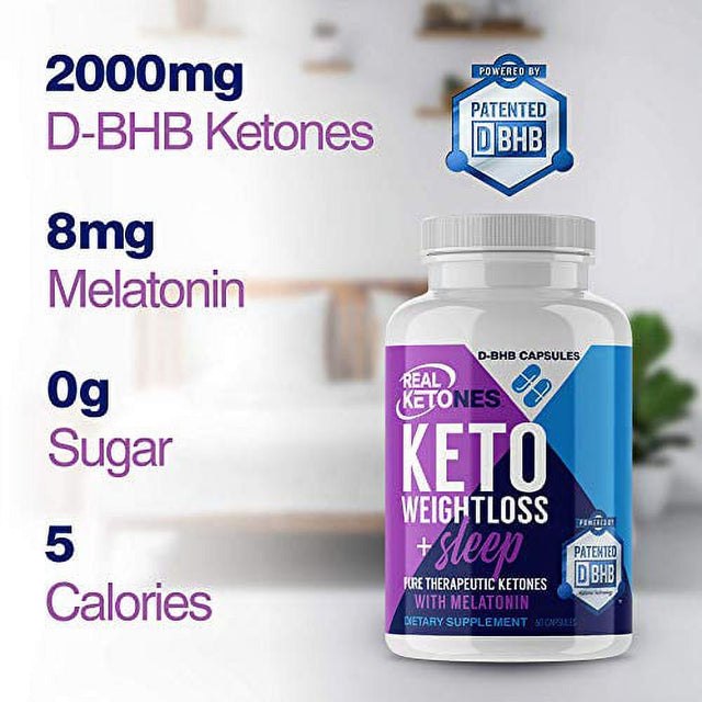 Real Ketones Day & Nighttime Keto Pills Bundle - Exogenous BHB Supplement Capsules for AM & Sleep PM Ketosis, 30 Day Supply of Each 2000Mg of D BHB