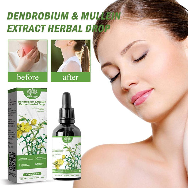 Clearbreath Dendrobium & Mullein Extract - Powerful Lung Support, Clear Breath Dendrobium & Mullein Extract Herbal Drops, Herbal Body Care Essence, Herbal Lung Health Essence