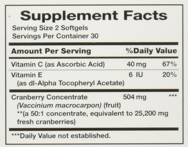 Nature'S Bounty Triple Strength Cranberry with Vitamin C, 25,200 Mg, 60 Softgels