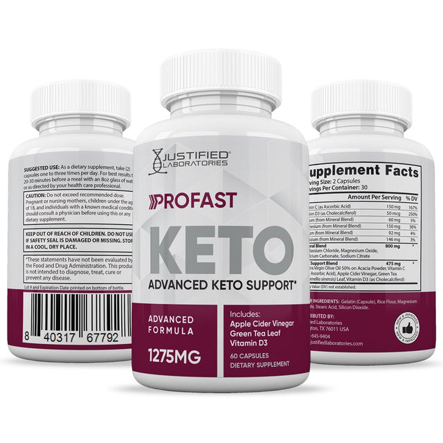 (3 Pack) Profast Keto ACV Pills 1275Mg Alternative to Gummies Dietary Supplement 180 Capsules