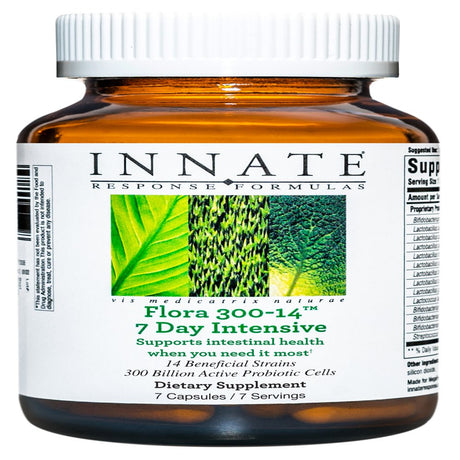 INNATE Response Formulas Flora 300-14 - 7 Day Intensive Probiotic Supplement with 300 Billion CFU - 14 Probiotic Strains - Vegan, Non-Gmo, and Gluten-Free - 7 Capsules (7 Servings)