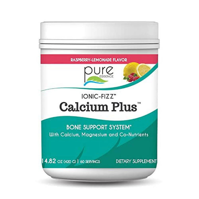 Ionic Fizz Calcium plus by Pure Essence - Perfect Calcium/Magnesium Ratio with Vitamin A, B, C, D and Potassium Strong Bones - Raspberry Lemonade - 14.82 Oz