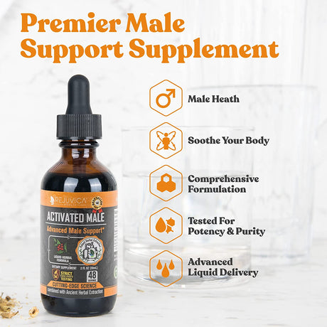 Rejuvica Health Activated Male - Advanced Male Libido Support Tincture - Enhanced Liquid Delivery for Better Absorption - Ashwagandha, Mucuna, Tongkat Ali, Tribulus & More!