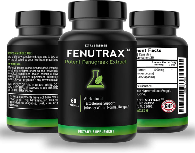 Vitamonk Fenutrax™ Fenugreek Extract 1 Months Supply - Stronger than Testofen - High-Potency (50%) - Testosterone Support for Men - Muscle Growth, Energy, and Drive (60 Capsules)