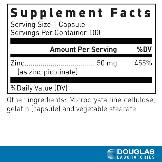 Douglas Laboratories Zinc Picolinate (Capsules) | 50 Mg Zinc to Support Immune Function* | 100 Capsules